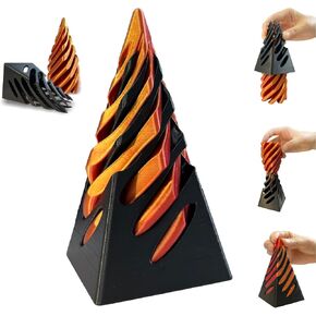 Impossible Pyramid Passthrough Sculpture-3D Printed Spiral Cone Fidget Toy, Pass Through Pyramid Fidget Toy, Vortex Thread Illusion Desk Toy for Adult, 4inch Helix Screw Fidget Toy for Stress Relief