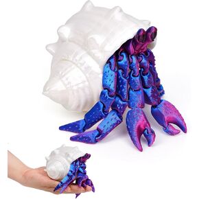 3D Printed Hermit Crab Fidget,3D Printed Dynamic Animals Toy,Full Articulated Flexible Crystal Hermit Crab Fidget Toys,Adults Fidget Toys for Autism ADHD,Home Office Decor (Mini)