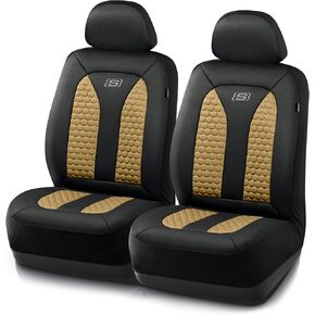 Skechers Memory Foam™ Car Seat Covers, Hexcomb Breathable Thick Seat Covers Black Two Front Seat Covers, Airbag Compatible, Automotive Comfort & Protection for Most Cars,Van,Trucks, SUVs in Saudi Arabia