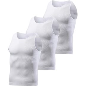 Casey Kevin 3 Pack Men's Gynecomastia Compression Shirt Slimming Shapewear Tummy for Men Sleeveless Workout Tank Top