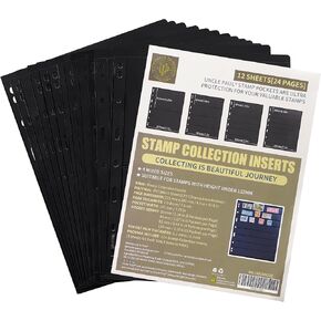 Stamp Collection Inserts - Collector Stamp Album 12 Sheets with 6 mixed sizes for Stamp Collection Binder Kit IS01MX312