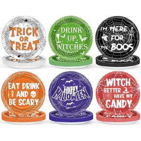 80Pcs Halloween Party Plates Supplies 7" Halloween Spider Web Tableware Set Spooky Witch Theme Disposable Dessert Plates Decoration Favors for Halloween Spider Web Party Table Decor Supplies