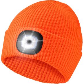 Etsfmoa Unisex Hat with Light,Winter Knitted Lighted Beanie for Men and Women,Rechargeable LED Cap