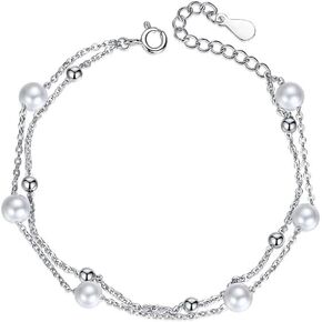 14K Gold Pearl Bracelet, Double Layer Freshwater Pearl Bracelet, Mother's Day Gift for Mother, Wife, Girlfriend