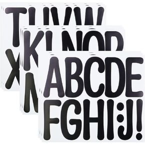 12 Sheets Letter Stickers, 4 Inch Vinyl Alphabet Stickers, Self-Adhesive Punctuation Letter Stickers for Mailbox, Scrapbooking, Decoration, Craft, Arts, DIY, Decor- Black