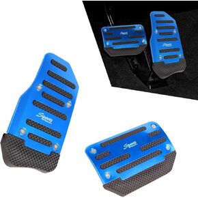 Pack-2 Car Foot Pedals, Brake + Throttle Upgraded Anti-Slip Rubber Strip Foot Pedal Cover Kit, No Drilling Required Alloy Sports Trim, Universal for Automatic Transmission Cars (Red & Black)