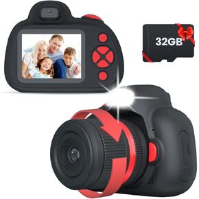 MOREXIMI Upgarded Kids Camera, 4K Digital Camera for Kids with Shutter AF, Rotable Zoom Lens, Video Camera Toy for 8-12 Years Old Boys Girls, Best Christmas Birthday Gifts, with 64G SD Card