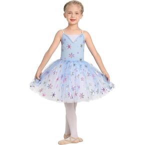 ODASDO Kids Ballet Dance Leotard with Tutu Skirt Camisole Sequin Princess Dress Ballerina Costume for Stage Performace