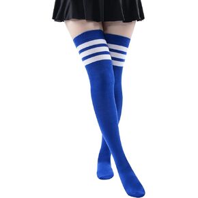 Women Thigh High Socks, Girls Over the Knee High Socks Extra Long Striped Leg Warmers 1 Pair