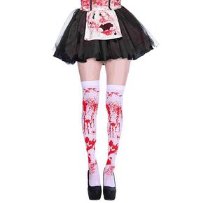 Halloween Blood Socks (70cm)-Party Costume Over the Knee Socks Blood Stained Bloody Socks, and 30 Sheets Tattoo Stickers. Perfect For Halloween Party Cosplay Costume.