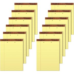TOPS The Legal Pad Writing Pads, 8-1/2" x 11-3/4", Canary Paper, Legal Rule, 50 Sheets, 12 Pack (7531)