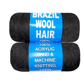 3 Roll Natural Black Brazilian Wool Hair Yarn for Jumbo Braids Braiding Hair for Soft Faux Locs Goddess Locs Hair Extension Senegalese Twist Crochet Hair for Black Women (1B, 3Roll)