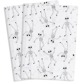 MR FIVE Large Size 20" x 28" Black Skeleton Tissue Paper Bulk,Black Halloween Skeleton Pattern Tissue Paper for Gift Bags Black Skull Tissue Paper for Halloween Party,30 Sheets (Black)