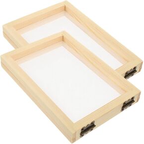 CORHAD Classic Wooden Frame Paper Making Kit - 2pcs DIY Craft Screen Printing Frame - Wooden Paper Making Mould and Deckle - Ideal for Handmade Paper and Dried Flower Crafting - Wood Silk
