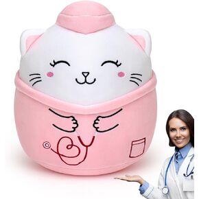 Jenaai 12 Inches Nurse Cat Stuffed Animals Kitty Stuffed Animal Nurse Stuff Gift for Women Nurse Week Graduation Christmas