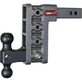 GEN-Y GH-514 MEGA-Duty Adjustable 7.5" Drop Hitch with GH-051 Dual-Ball for 2" Receiver - 16,000 LB Towing Capacity - 2,000 LB Tongue Weight