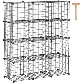 C&AHOME Wire Cube Storage, 12-Cube Storage Organizer Metal, C Grids Storage Bins Shelving, Modular Bookshelf Shelf, Closet Cabinet Ideal for Bedroom, Office 36.6"L x 12.4"W 48.4"H White