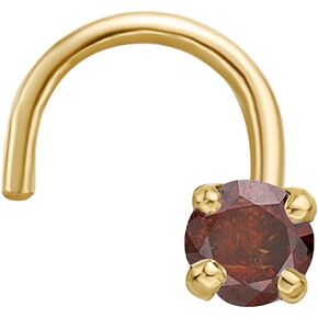 خاتم أنف منحني من الألماس البني مقاس 20 من Lavari Jewelers للرجال والنساء - مسمار أنف من الذهب الأصفر عيار 14 قيراط - 0.01 0.02 0.05 قيراط ألماس - 20 جرام مجوهرات ثقب الجسم لا تسبب الحساسية للجنسين