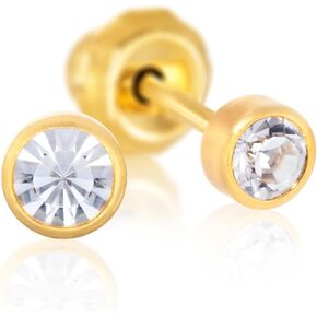 Inverness Home Ear Piercing Kit 24K Gold Plated 3mm Crystal Bezel Stainless Steel