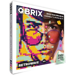 Custom Selfie Mosaic Building Set | Art Kit for Wall Art Creation from Any Photo | Personalised Gift | Building Blocks Portrait with Frame | Pixel Art Building Kit | Retrowave 17.5 x 17.5 inch