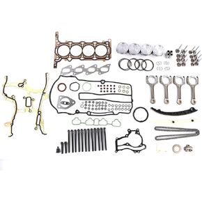 Cylinder Head Gasket Bolts Set & Timing Chain Kit and Piston Connecting Rod Kits + Valve Fits for 2013-2016 Encore 1.4L, for 2011-2015 Cruze 1.4L,for 2013-2016 Sonic/Trax 1.4L Turbo DOHC 16V