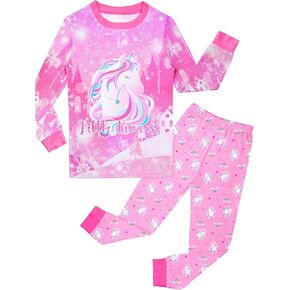 Girls Pajamas Toddler Kids Long Sleeve 2 Piece Pjs Set Unicorn Jammies Snug Fit Sleepwear 3T-10Y