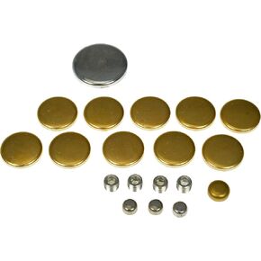 Dorman 567-009 Ford Brass Expansion Plug Kit, 15 Expansion Plugs, 4 Pipe Plugs Compatible with Select Ford / Lincoln / Mercury Models, 19 Pack