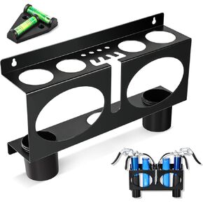JDMON Grease Gun Holder Compatible with 2 Grease Guns, Grease Gun Rack Wall Mount Tractor, Grease Organizer, Grease Gun Storage with Removable Drip Cups & Spare Grease Tube Holder for Workshop, Garage
