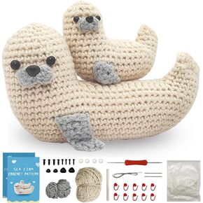 Crochet Kit for Beginners - Cute Giraffe DIY Crochet Toy |Step-by-Step Video Tutorials DIY Animal Amigurumi Beginner Crochet Kit for Adults Kids Women Men Complete Kit Knitting Supplies, (40%+ Yarn)