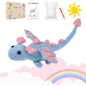 Terself Crochet Kit for Beginners, Learn to Crochet Dragon Animals - Step-by-Step Video Tutorials, Beginner Crochet Kit for Kids and Adults, Lovely Black Dragon (40%+ Yarn Content)