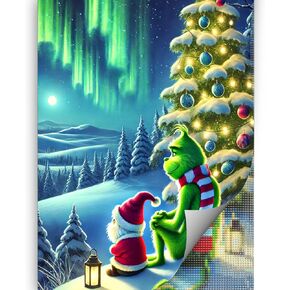 YOMEIA 5D Christmas Gnome and Friend Diamond Painting Kits for Adults&Beginner Full Drill Diamond Art Paint with Round Diamonds DIY Gem Painting Kit for Home Wall Decor