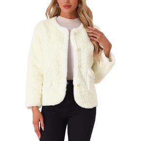 Allegra K Faux Fur Coats for Women's Casual Warm Overcoat Fluffy Winter Outerwear Jacket