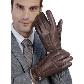 GSG leather gloves for men Sheepskin Classic Driving Gloves Winter Touchscreen Wool Lined Warm Gloves