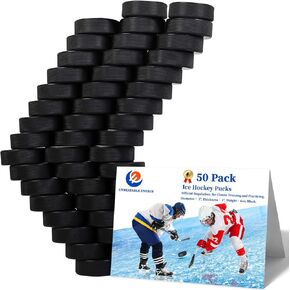 UNBEATABLE ENERGY Ice Hockey Pucks 50 Pack, Official Regulation, for Practicing and Classic Training, The Game of Ice Hockey Puck, Diameter 3", Thickness 1", 6oz, Black