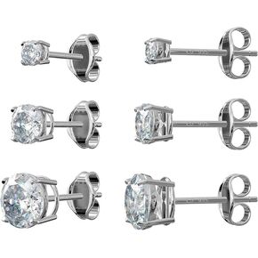 925 Sterling Silver, Diamond-look, Cubic Zirconia, 3 Pack 2MM/3MM/4MM