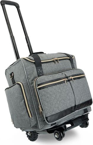 Rolling Teacher Bag with 4 Wheels, Art Tote Bag for Women with Detachable Dolly, Heavy Duty Briefcase with Padded Sleeves for 15.6" Laptop in Saudi Arabia