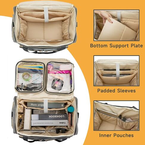 Rolling Teacher Bag with 4 Wheels, Art Tote Bag for Women with Detachable Dolly, Heavy Duty Briefcase with Padded Sleeves for 15.6" Laptop in Saudi Arabia