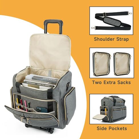 Rolling Teacher Bag with 4 Wheels, Art Tote Bag for Women with Detachable Dolly, Heavy Duty Briefcase with Padded Sleeves for 15.6" Laptop in Saudi Arabia