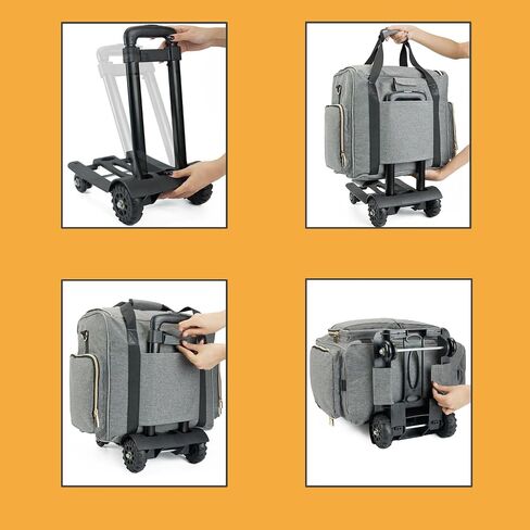 Rolling Teacher Bag with 4 Wheels, Art Tote Bag for Women with Detachable Dolly, Heavy Duty Briefcase with Padded Sleeves for 15.6" Laptop in Saudi Arabia