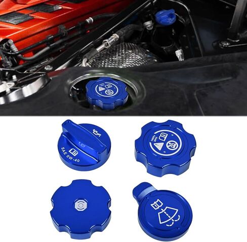 4 قطع قبعة حمراء، غطاء غطاء سائل الفرامل من سبائك الألومنيوم لزيت المحرك المبرد للزجاج الأمامي ملحقات غطاء غطاء سائل الفرامل لكورفيت C8 ستينغراي 2020-2024 in Kuwait