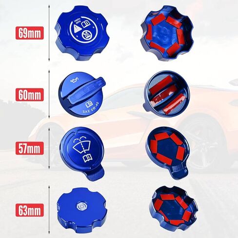 4 قطع قبعة حمراء، غطاء غطاء سائل الفرامل من سبائك الألومنيوم لزيت المحرك المبرد للزجاج الأمامي ملحقات غطاء غطاء سائل الفرامل لكورفيت C8 ستينغراي 2020-2024 in Kuwait