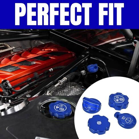 4 قطع قبعة حمراء، غطاء غطاء سائل الفرامل من سبائك الألومنيوم لزيت المحرك المبرد للزجاج الأمامي ملحقات غطاء غطاء سائل الفرامل لكورفيت C8 ستينغراي 2020-2024 in Kuwait