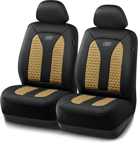 Skechers Memory Foam™ Car Seat Covers, Hexcomb Breathable Thick Seat Covers Black Two Front Seat Covers, Airbag Compatible, Automotive Comfort & Protection for Most Cars,Van,Trucks, SUVs in Saudi Arabia