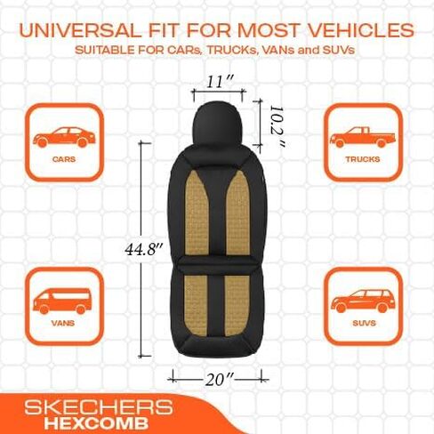 Skechers Memory Foam™ Car Seat Covers, Hexcomb Breathable Thick Seat Covers Black Two Front Seat Covers, Airbag Compatible, Automotive Comfort & Protection for Most Cars,Van,Trucks, SUVs in Saudi Arabia