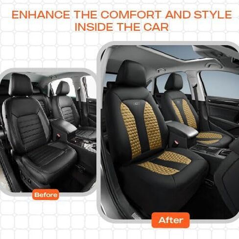 Skechers Memory Foam™ Car Seat Covers, Hexcomb Breathable Thick Seat Covers Black Two Front Seat Covers, Airbag Compatible, Automotive Comfort & Protection for Most Cars,Van,Trucks, SUVs in Saudi Arabia