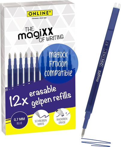 12x عبوات قابلة للمسح عبر الإنترنت باللون الأسود بعرض خط 0.7 مم، متوافق مع MagiXX & Pilot FriXion Ball I، الرصاص الاحتياطي لقلم الجل القابل للمسح، I عبوات للكرات الهلامية القابلة للمسح in Kuwait