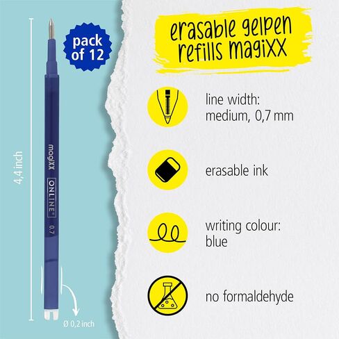 12x عبوات قابلة للمسح عبر الإنترنت باللون الأسود بعرض خط 0.7 مم، متوافق مع MagiXX & Pilot FriXion Ball I، الرصاص الاحتياطي لقلم الجل القابل للمسح، I عبوات للكرات الهلامية القابلة للمسح in Kuwait