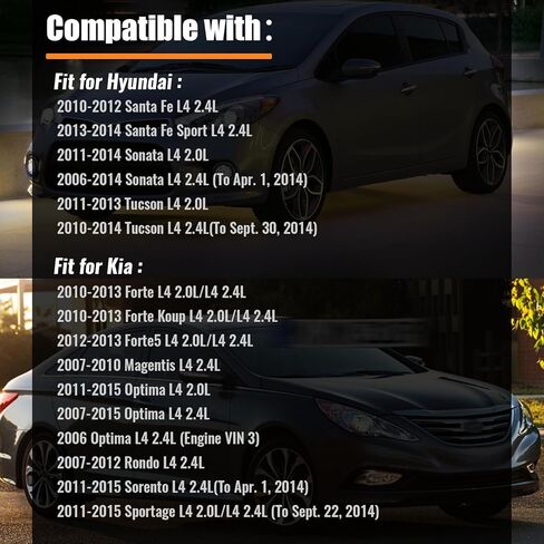 2528125000 حزام الموتر وبكرة المهمل طقم حزام سيربنتين مناسب لشركة Hyundai Tucson Sonata Santa Fe، Kia Forte Optima Magentis Rondo Sportag-e 2.0L 2.4L 2010-2016# 2528825001 252122G760 25287-25110 in Kuwait