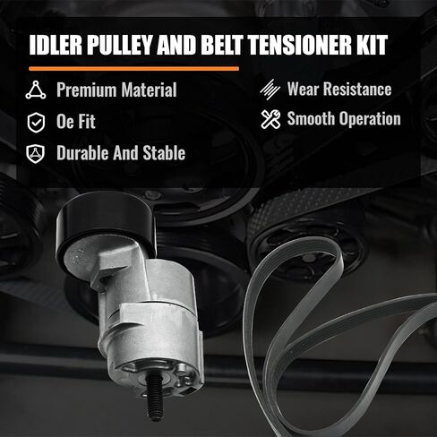 2528125000 حزام الموتر وبكرة المهمل طقم حزام سيربنتين مناسب لشركة Hyundai Tucson Sonata Santa Fe، Kia Forte Optima Magentis Rondo Sportag-e 2.0L 2.4L 2010-2016# 2528825001 252122G760 25287-25110 in Kuwait