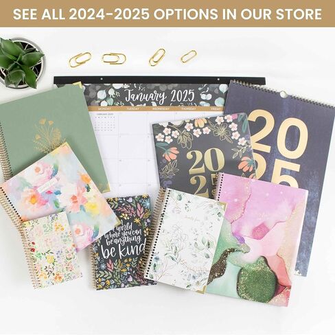 مخطط يومي من بلوم غلاف فني 2025 (8.5 بوصة × 11 بوصة) مخطط يوم تقويمي (يناير 2025 - ديسمبر 2025) - منظم الأهداف الجمالية - كتاب جدول أعمال ملهم شهري وأسبوعي - أوبال قزحي الألوان in Kuwait